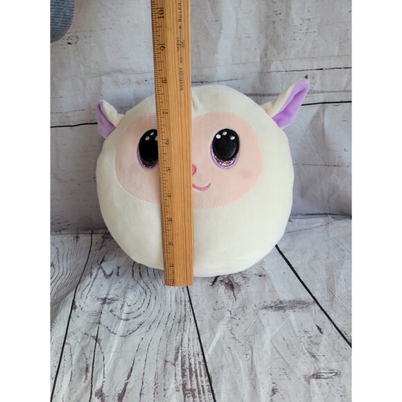 TY Squish-A-Boos Fluffy Easter Baby Lamb Pillow Stuffed Animal 9in No Paper Tags - Picture 4 of 7